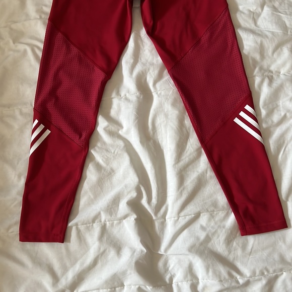 Adidas Red Believe This High Rise 7/8 Length 3-Stripes Tights - Picture 12 of 13
